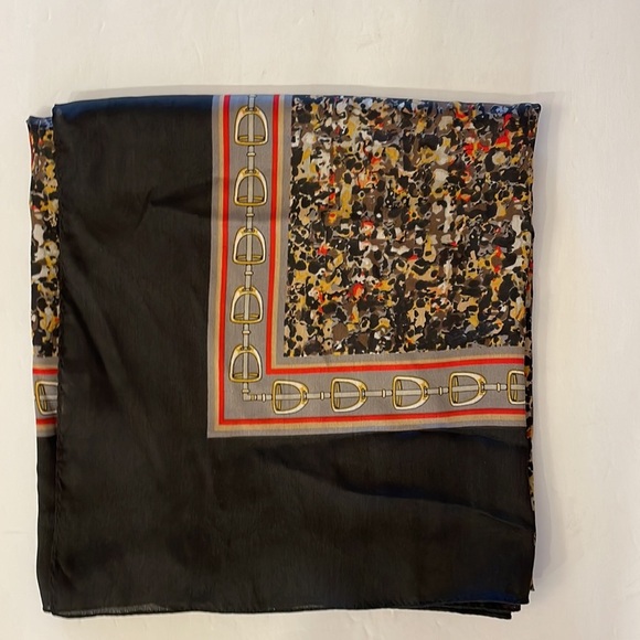 COLLECTION EIGHTEEN multi color black edge SQUARE scarf / shawl - Picture 4 of 12